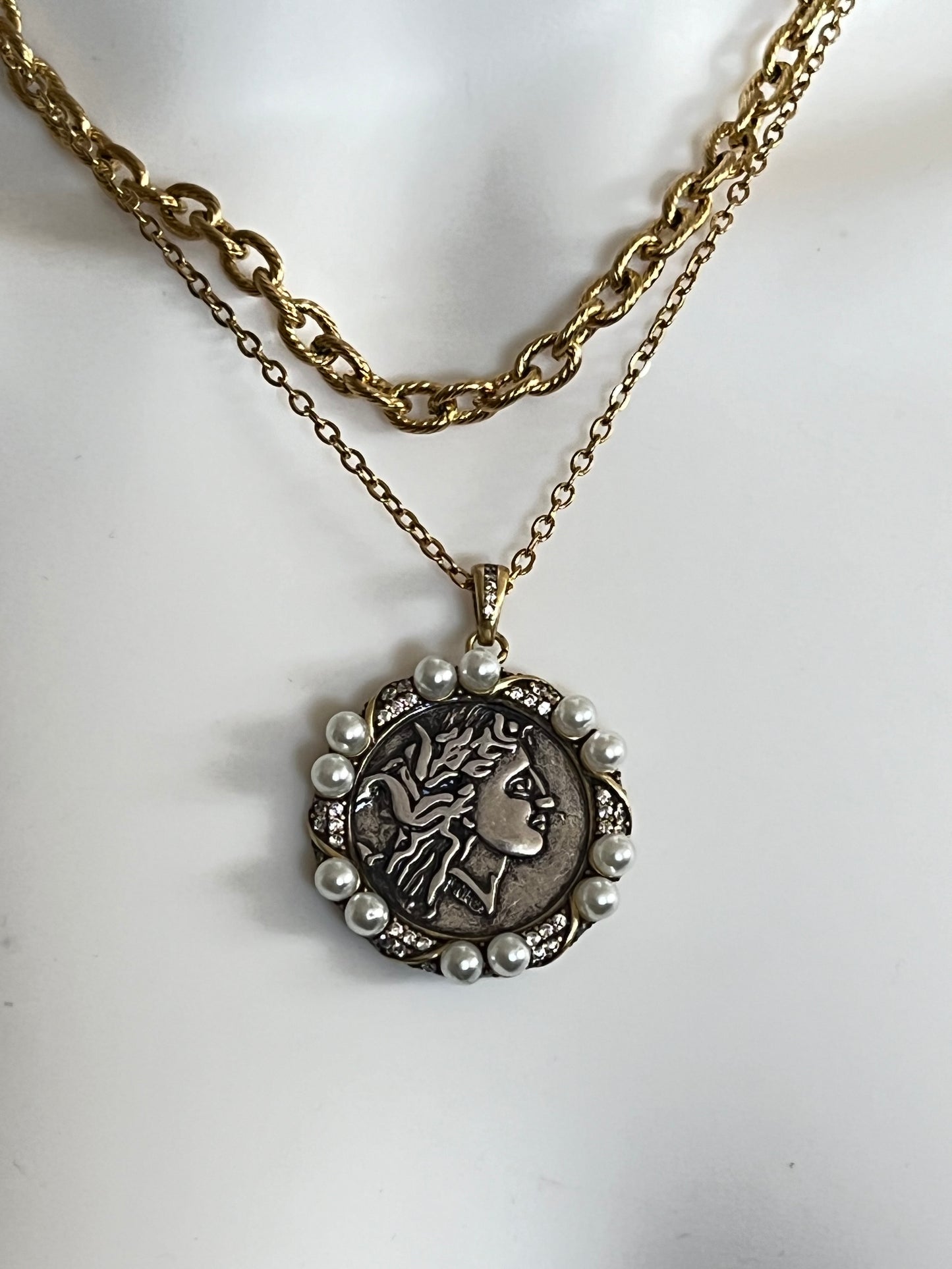 Antique Pearl Medallion Necklace