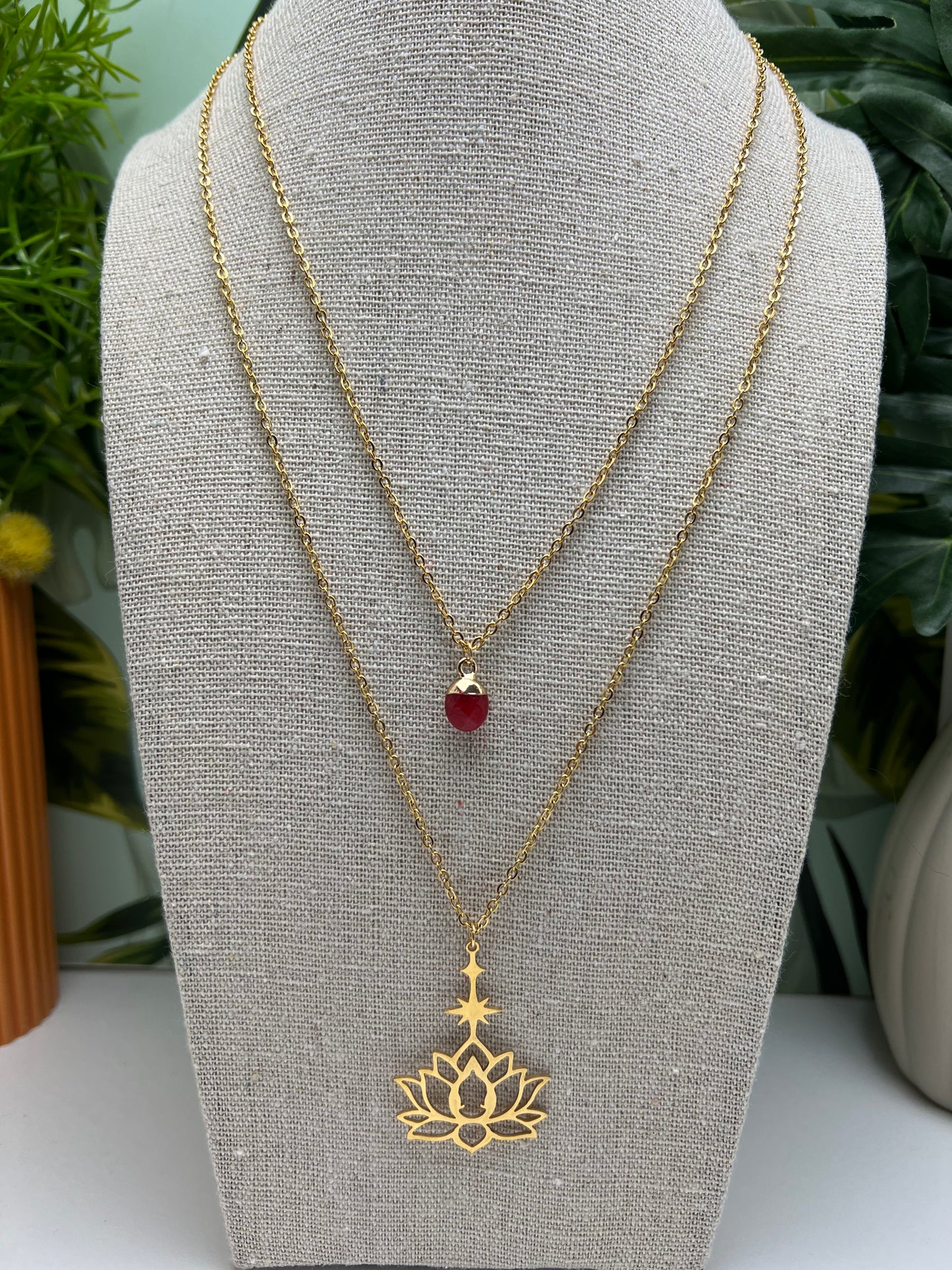 Lotus Flower Boho Chic Layered Necklace