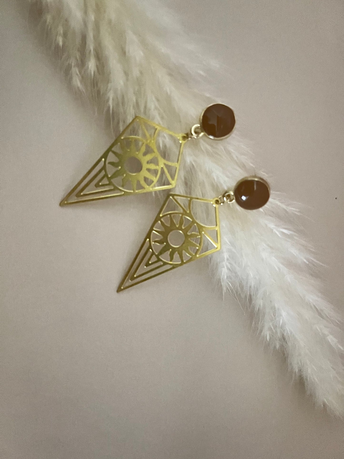 Brass Geometric Pendant Earrings