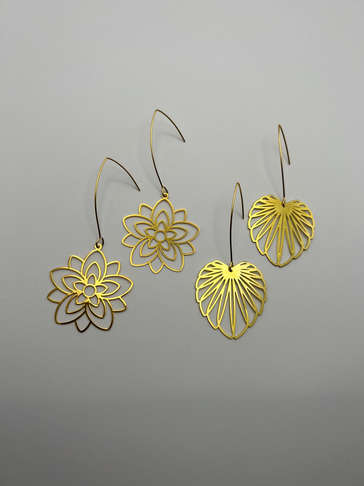 Delicate Floral Gold Brass Earrings