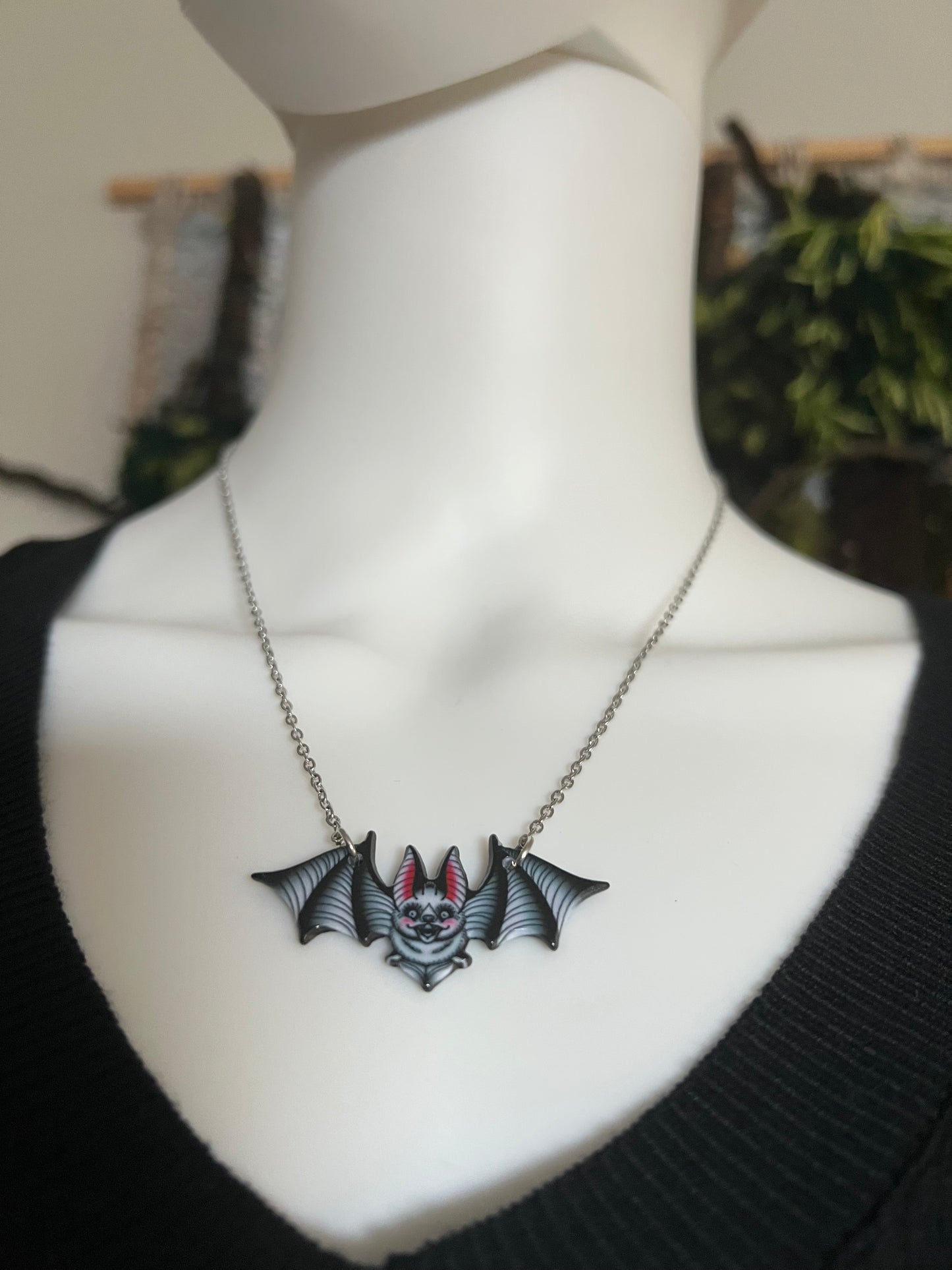 Pastel Goth Vampire Bat Necklace