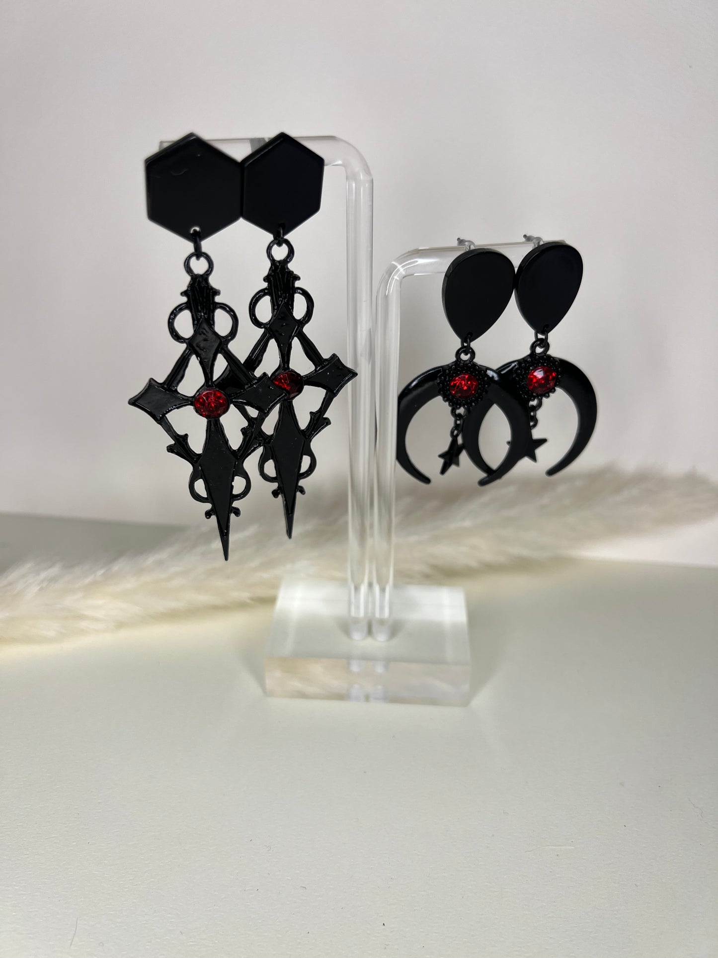 Black & Red Classic Gothic Earrings