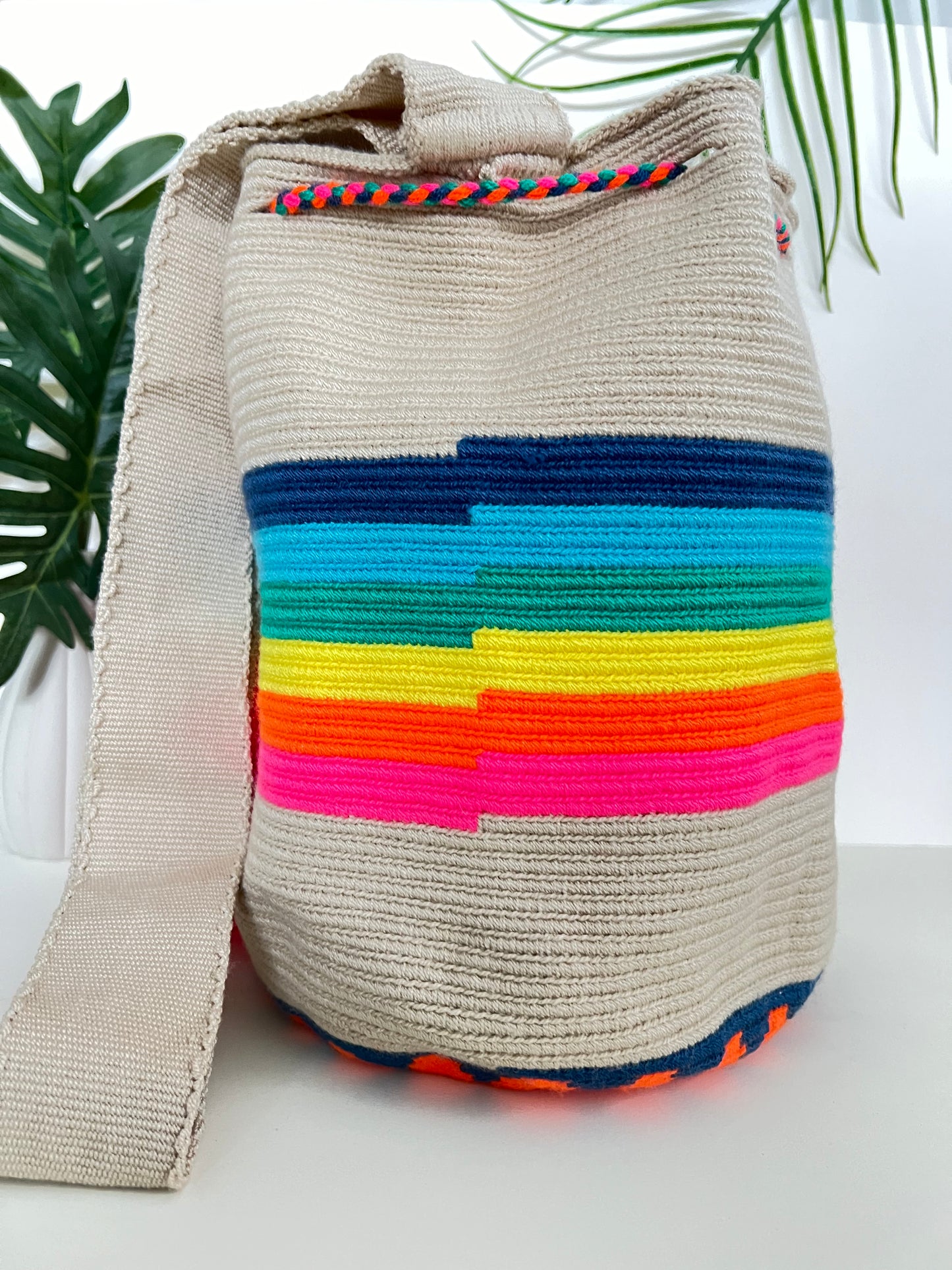 Rainbow Handwoven Bucket Bag