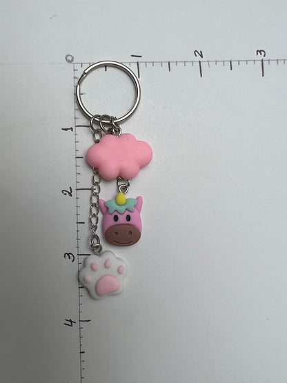 Kawaii Unicorn & Cloud  Polymer Clay Keychain