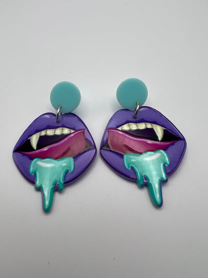 Pastel Goth Vampire Mouth Earrings