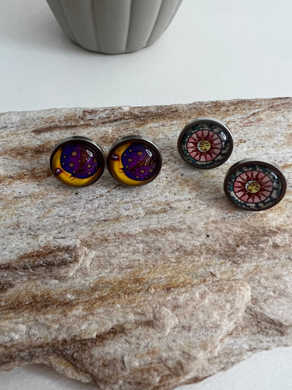 Retro Edgy Stud Earrings