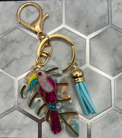 Boho Tropical Bird Keychain