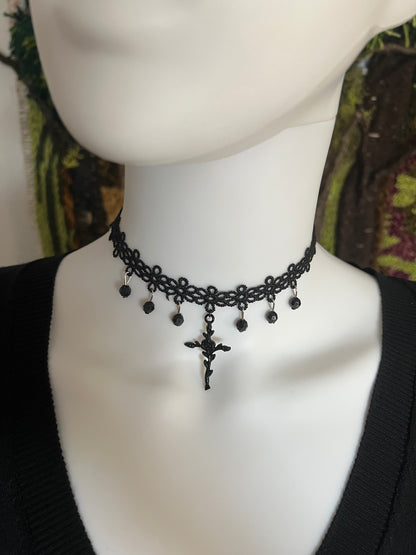 Cross & Rose Victorian Gothic Choker