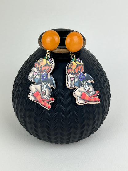 Sexy Pumpkin Lady Earrings