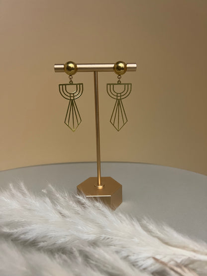 Art Deco-Inspired Brass Earrings