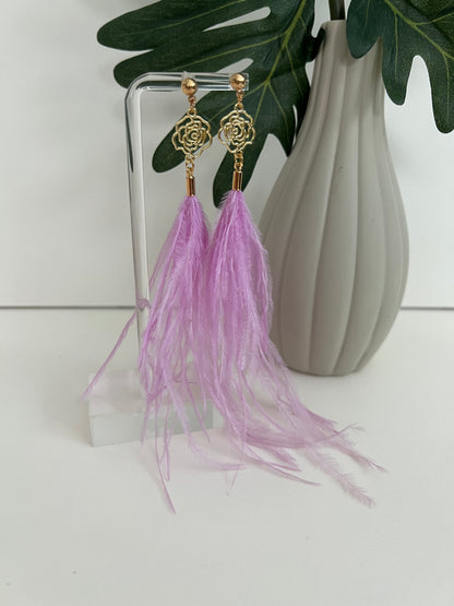 Light Pink Hippie Chic Feather Earrings