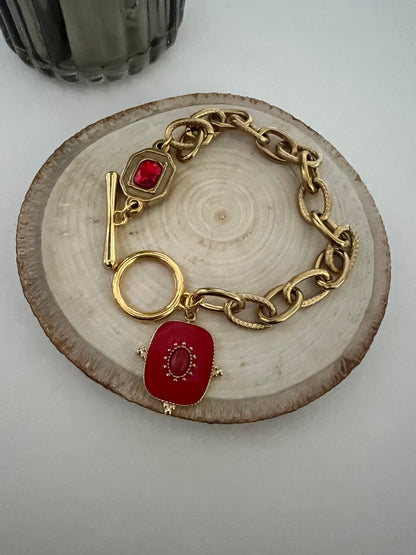 Red Pendant Charm Bracelet