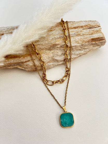 Blue Stone Layered Necklace