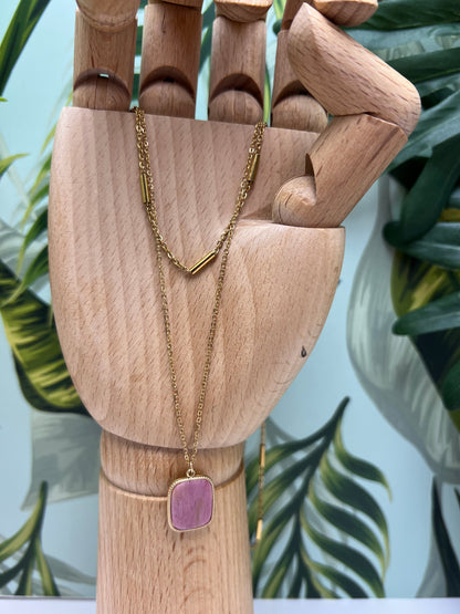 Pink & Gold Pendant Necklace