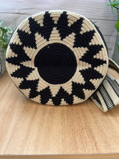 Black & White Handwoven Bucket Bag