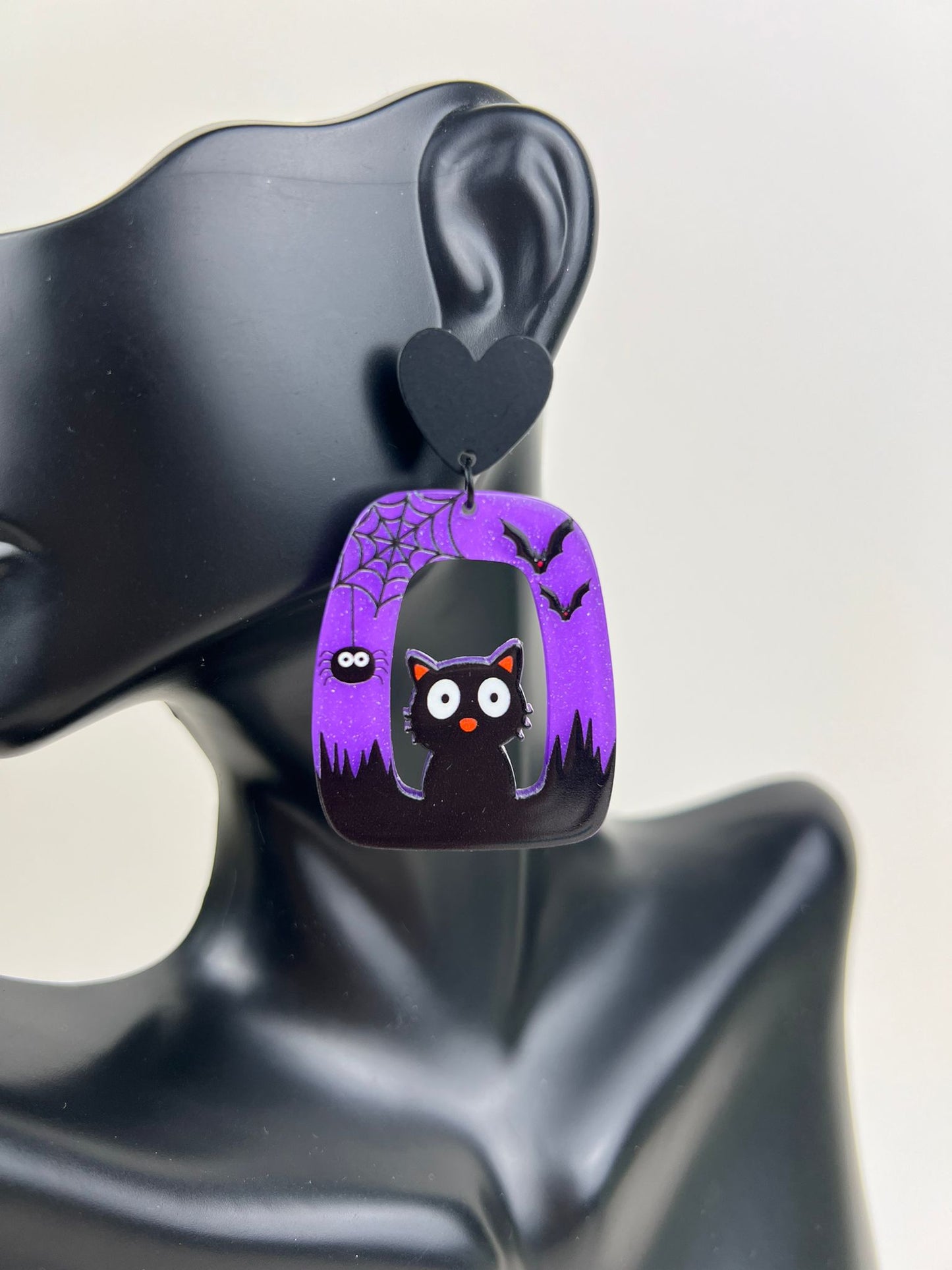 Kawaii Halloween Ghost & Cat Earrings