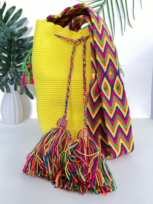 Bright Yellow Wayuu Mochila Bag