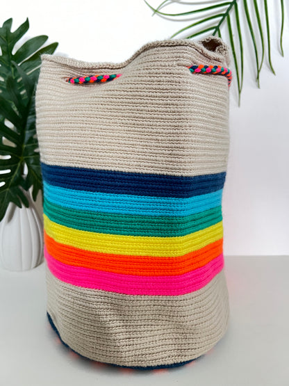 Rainbow Handwoven Bucket Bag