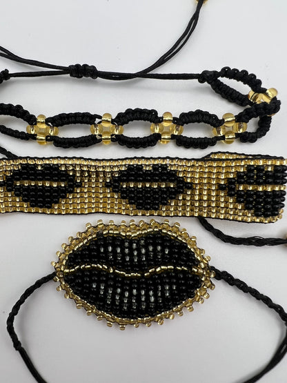 Punk Chic Lip Beaded Bracelet & Earring Set