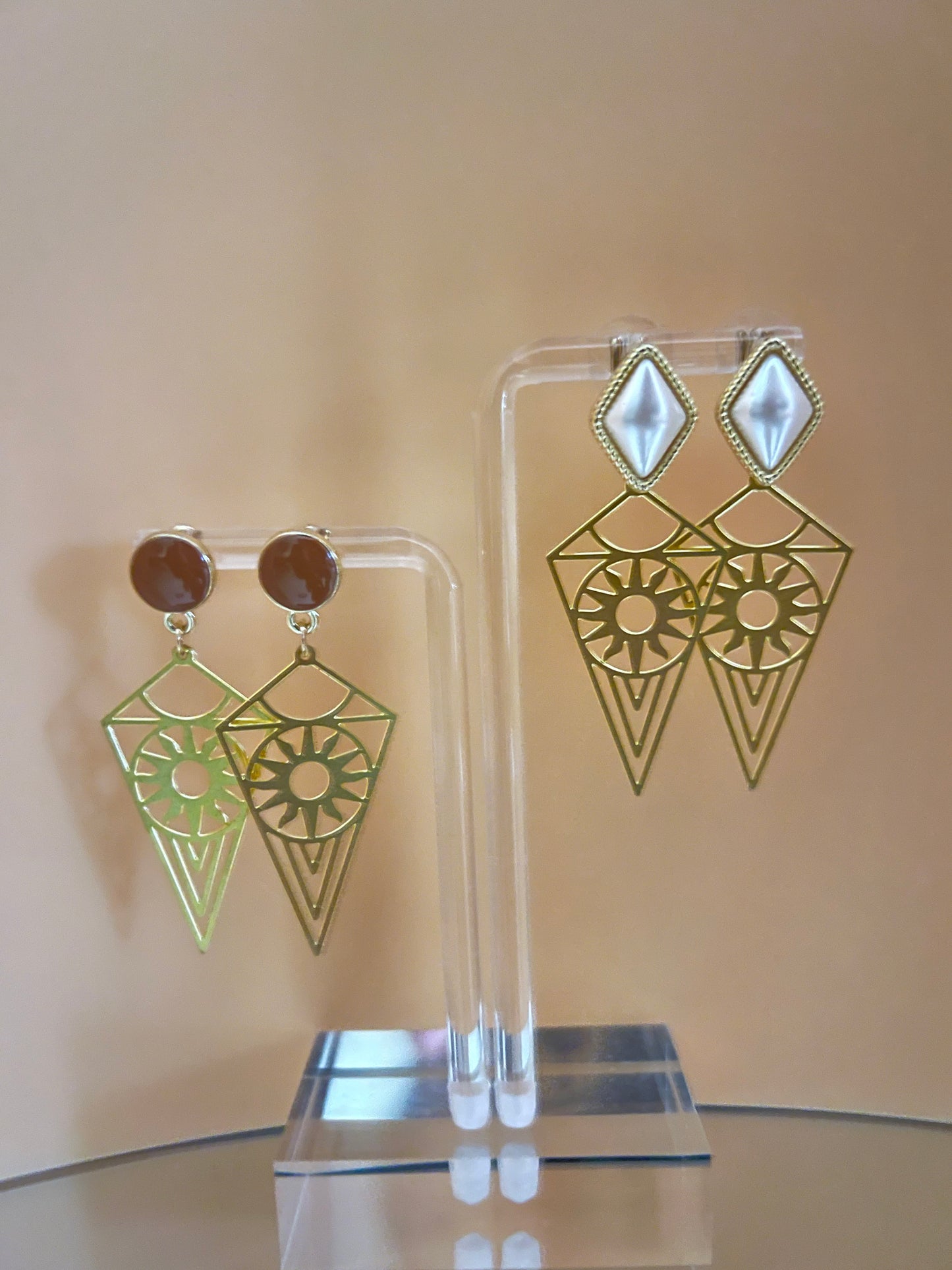 Brass Geometric Pendant Earrings