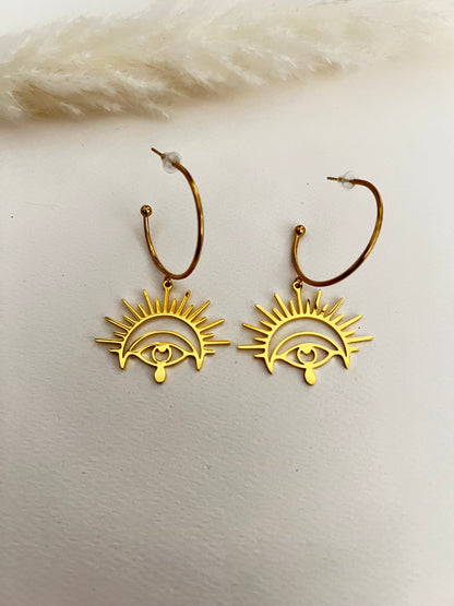 Esoteric Pendant Hoop Earrings