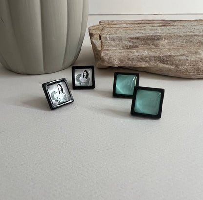 Black & Blue Edgy Stud Earrings