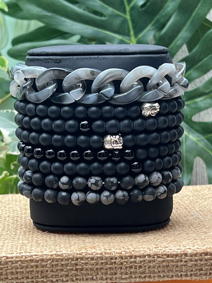 Black & Gray Buddha Bracelet Set