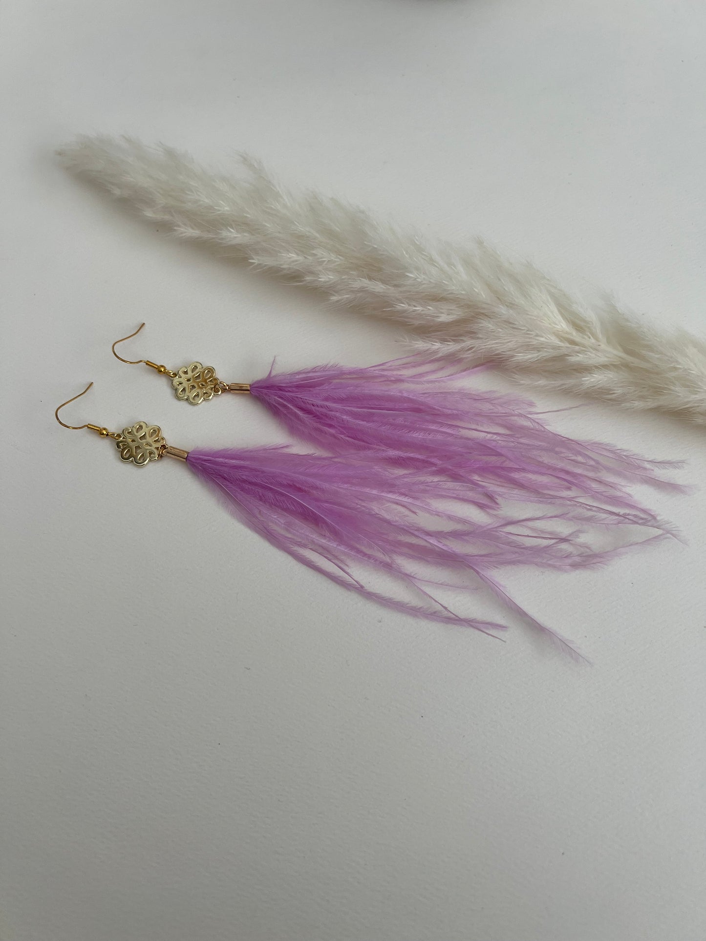 Light Pink Hippie Chic Feather Earrings