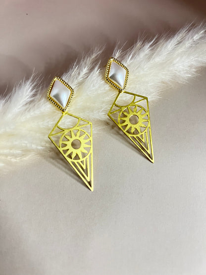 Brass Geometric Pendant Earrings