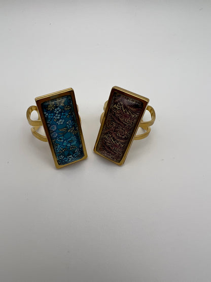 Floral Design Rectangular Rings