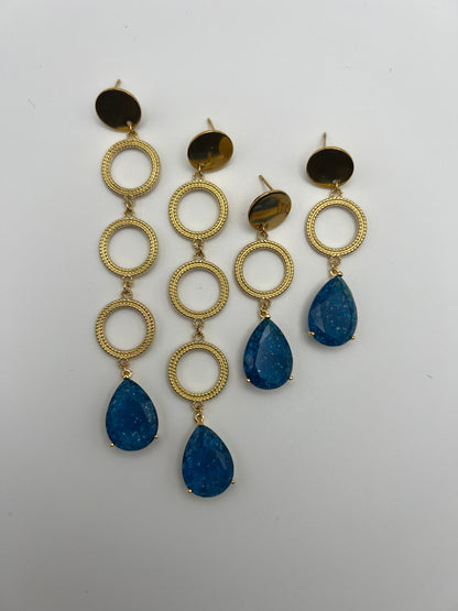 Blue Stone Elegant Dangle Earrings