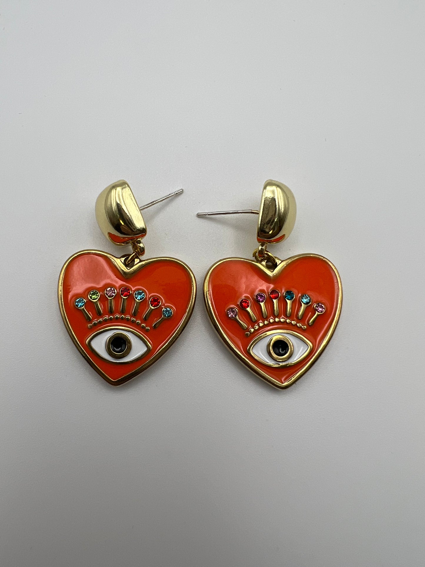 Evil Eye Heart Dangle Earrings