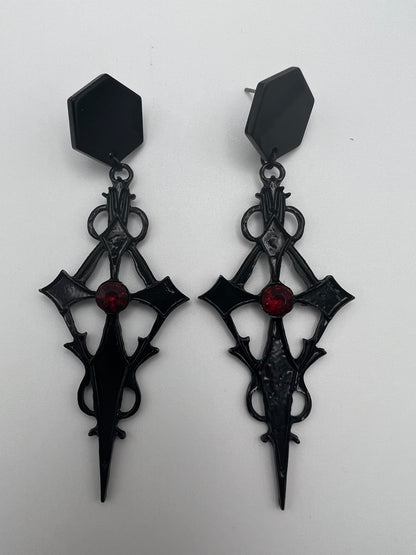 Black & Red Classic Gothic Earrings