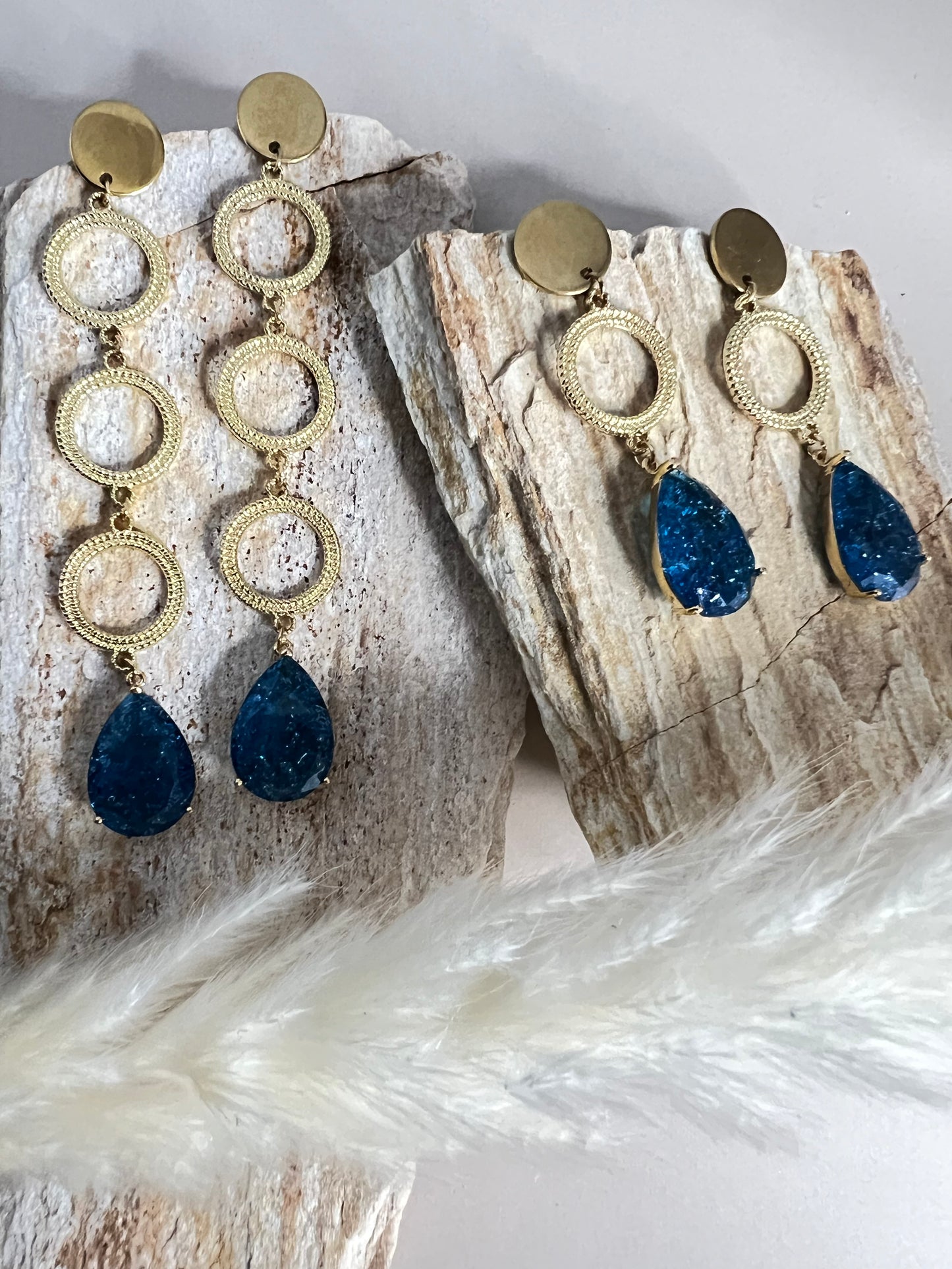 Blue Stone Elegant Dangle Earrings