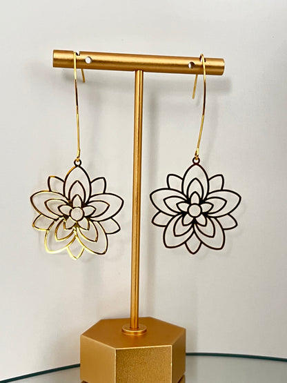 Delicate Floral Gold Brass Earrings