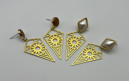 Brass Geometric Pendant Earrings