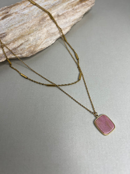 Pink & Gold Pendant Necklace