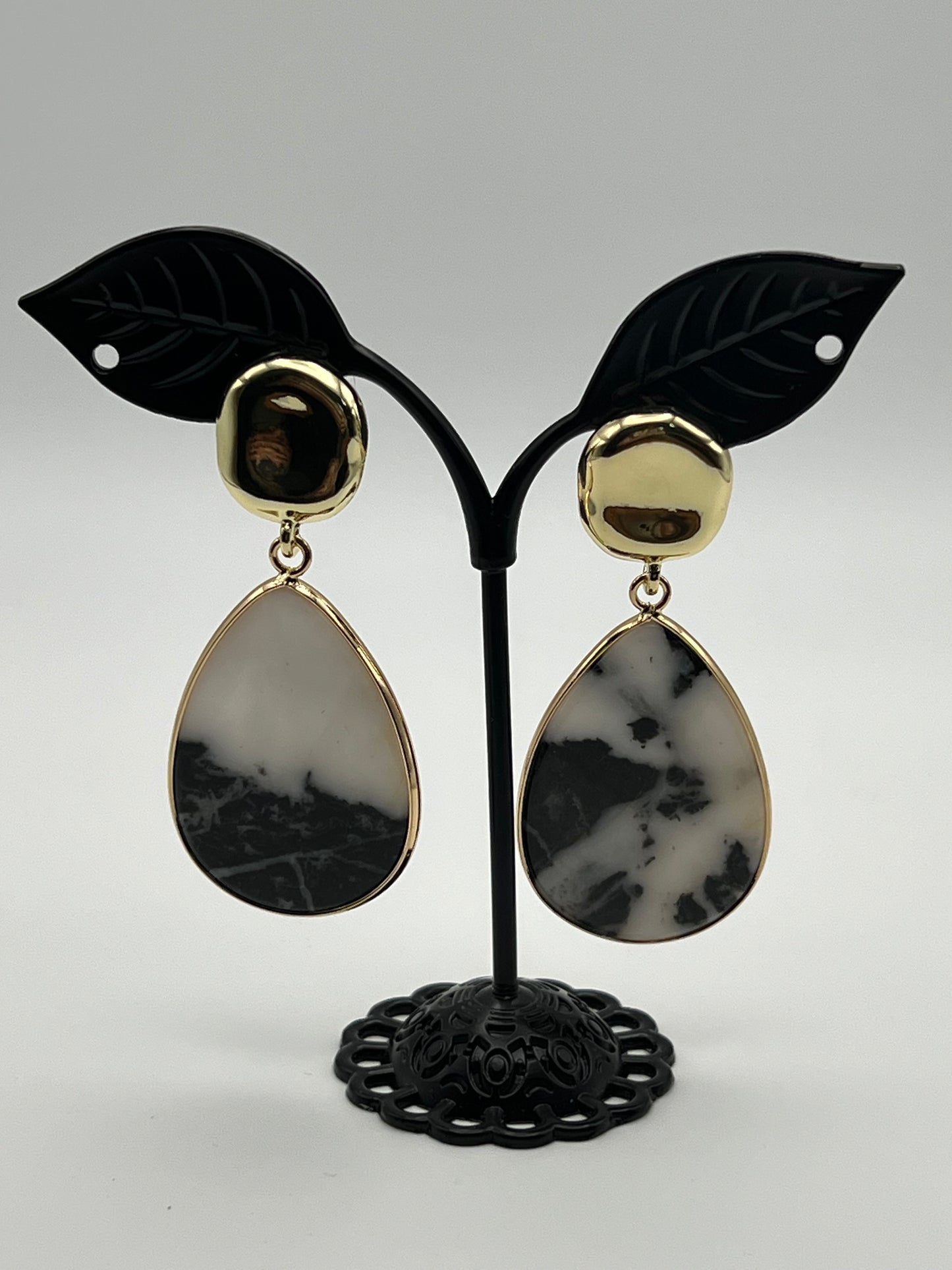 Zebra Stone Statement Earrings