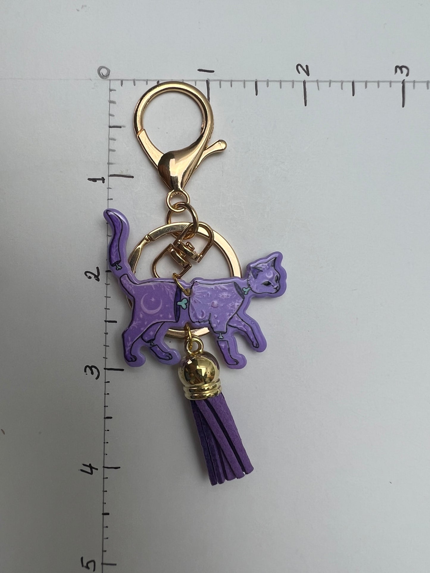 Pastel Goth Witchy Cat Keychain