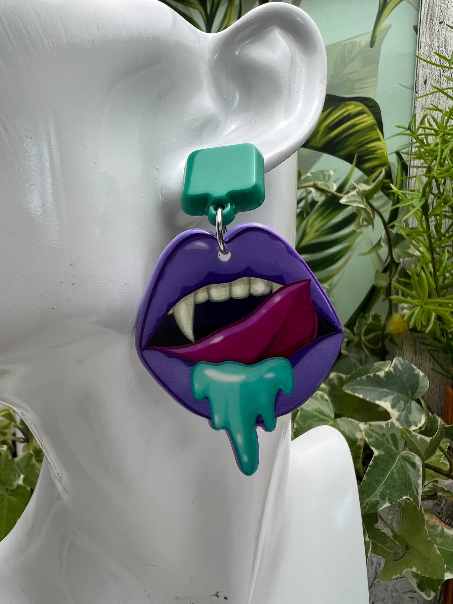 Pastel Goth Vampire Mouth Earrings