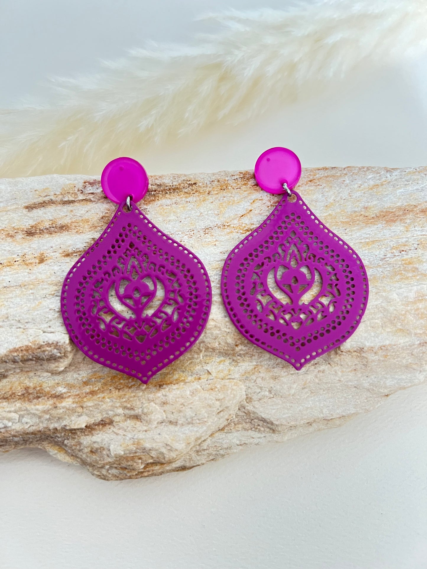 Ornate Pop-of-color Statement Earrings