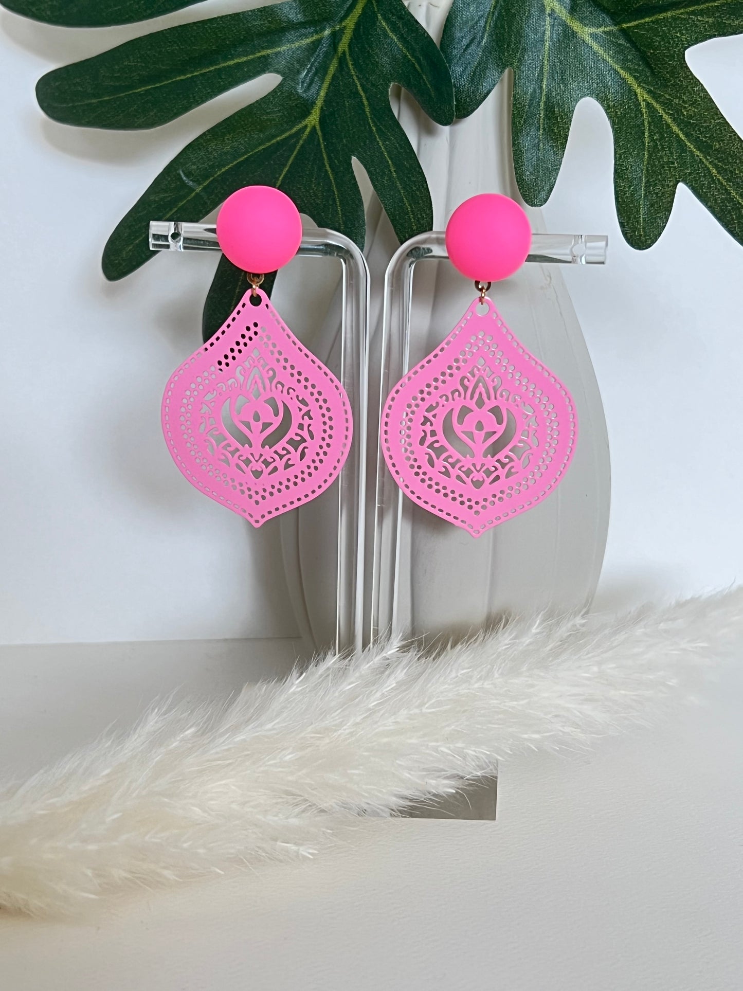 Ornate Pop-of-color Statement Earrings