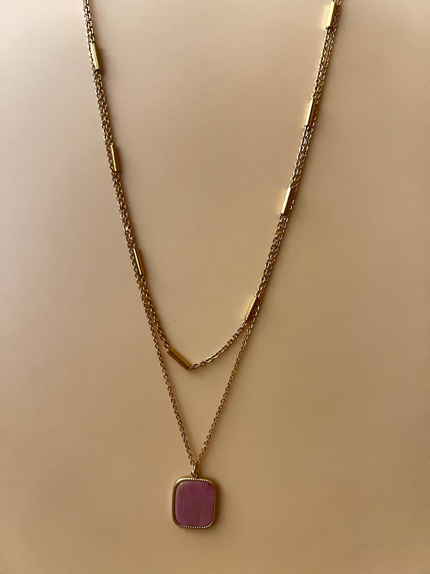 Pink & Gold Pendant Necklace