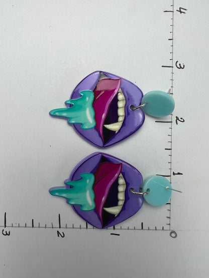 Pastel Goth Vampire Mouth Earrings