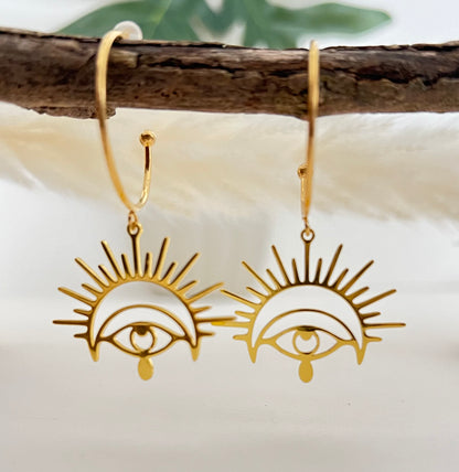 Esoteric Pendant Hoop Earrings