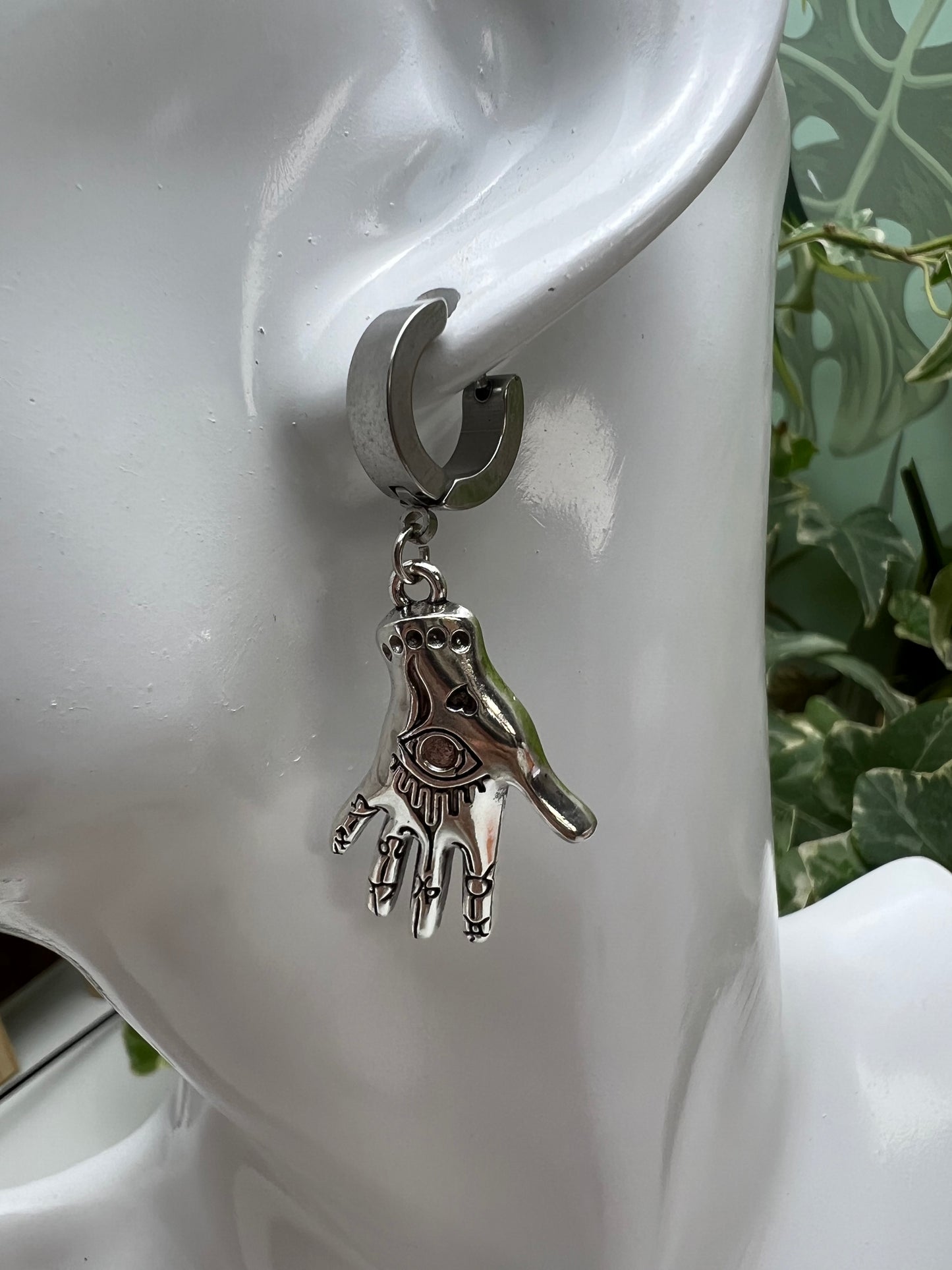 Silver Dainty Esoteric Hand Earrings