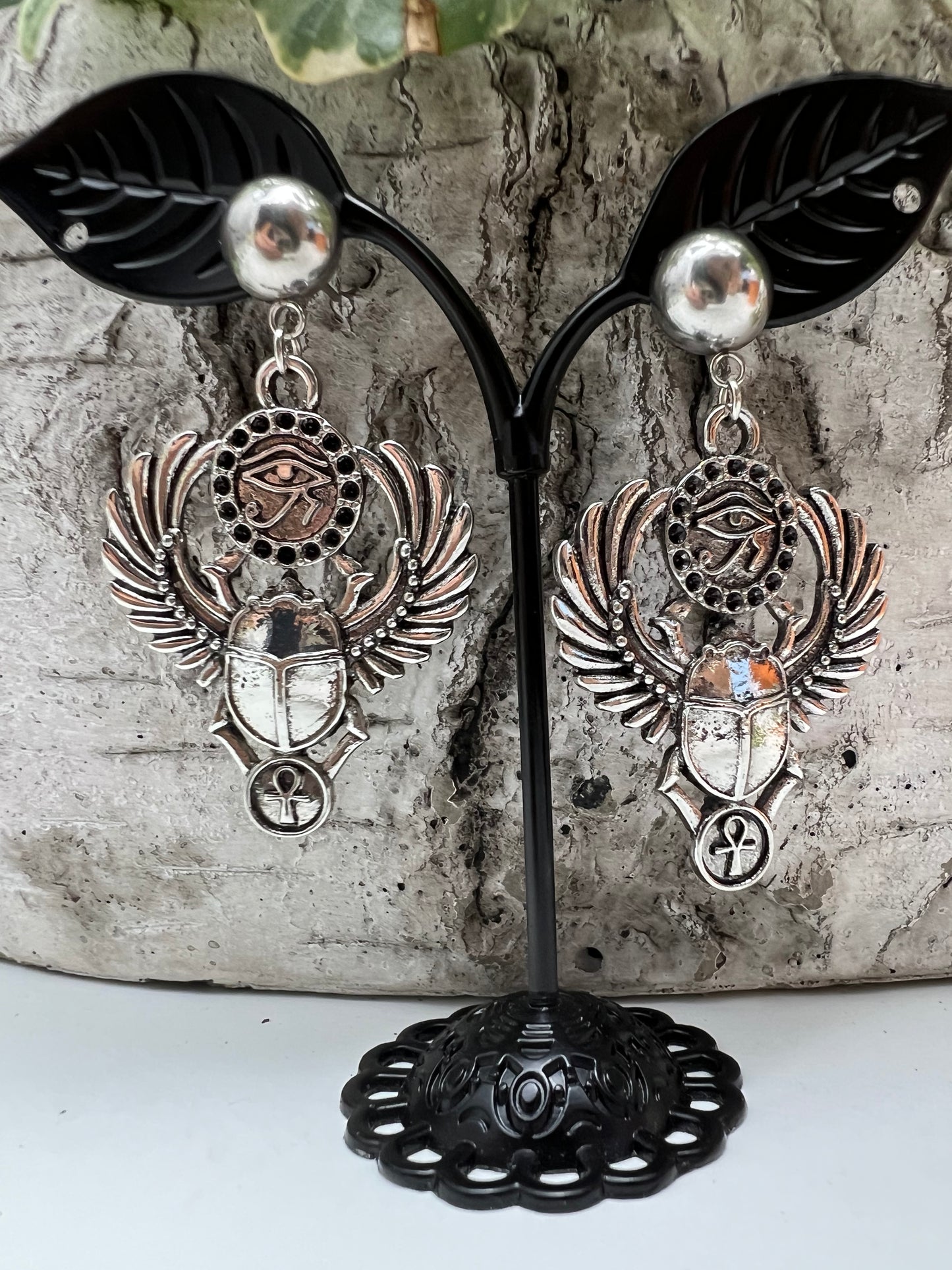 Egyptian Scarab Statement Earrings