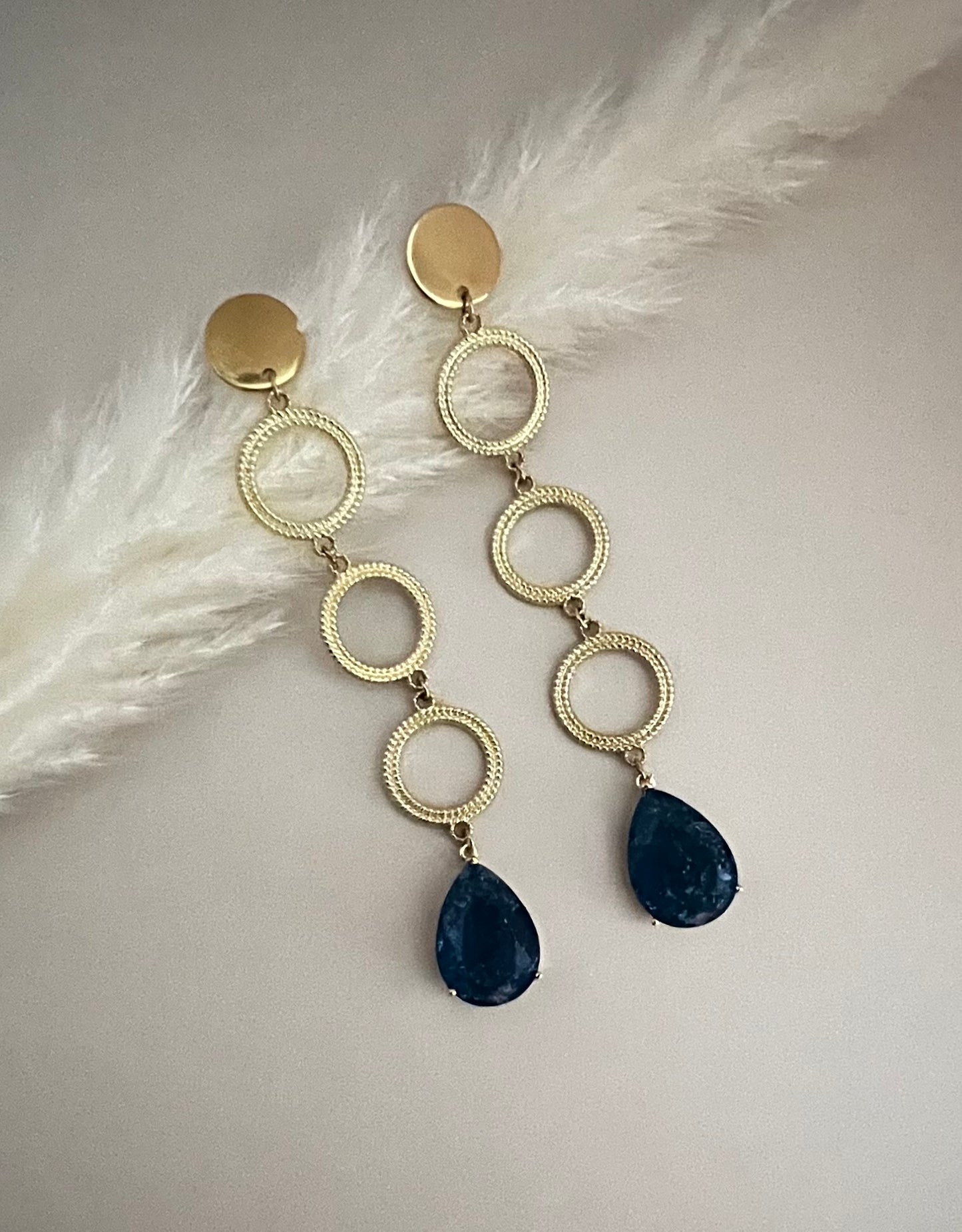 Blue Stone Elegant Dangle Earrings