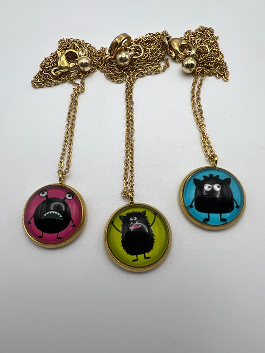 Cutesy Monster Pendant Necklace