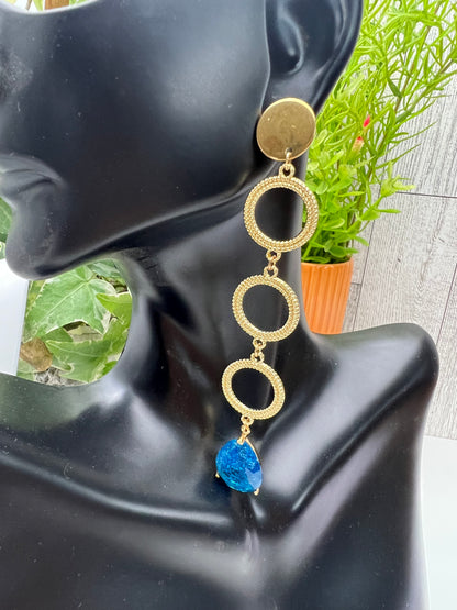 Blue Stone Elegant Dangle Earrings